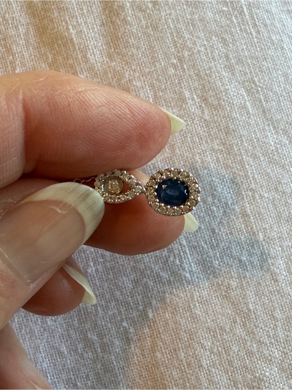Natural Blue Sapphire & Diamond Necklace – 18K White Gold – September Birthstone - Picture 4 of 8